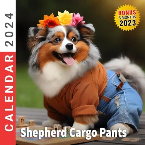 AUSTRALIAN SHEPHERD CARGO Pants Calendar 2024 Jan 2024 to Dec 2024