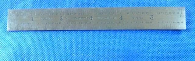 L.S. Starrett No. 604R 6" SS Metal RULE - 1/8 1/16 1/32 1/64 - with sleeve