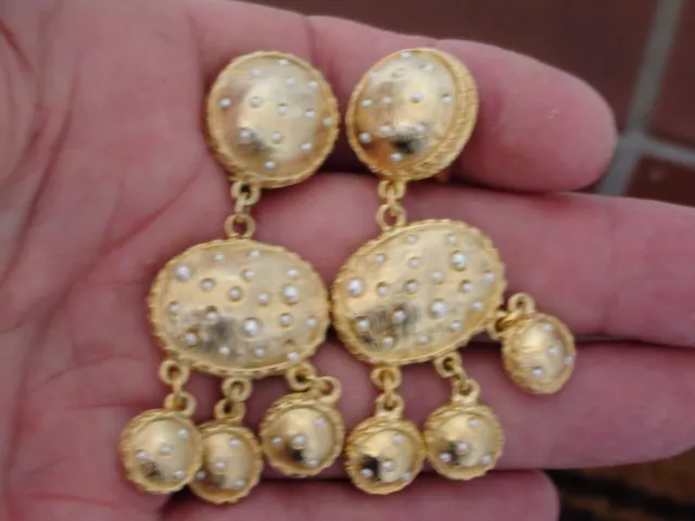 Beautiful Heidi Daus Metallic -Gold Color  Earrings Clip Ons