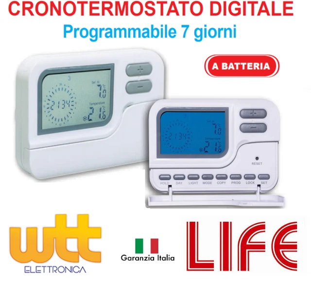Termostato Programmabile Cronotermostato Wi-Fi Da Parete Per Caldaia A Gas - Incasso, 3 Posti, Display Retroilluminato, Programma 7 Giorni Termostato Wifi Caldaia
