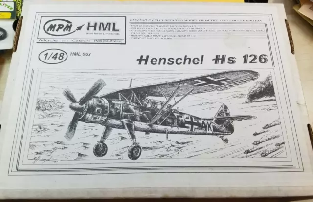 MPM HML 1/48 Henschel Hs 126 resin Kit EDIZIONE LIMITATA RARO++OMAGGIO DOCU GIFT