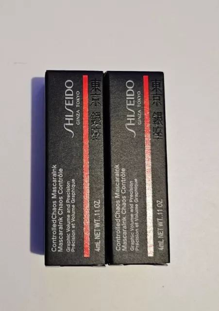 2x Shiseido Controlled Chaos Mascara #01 Black Pulse 4ml Each Mini Size New Box