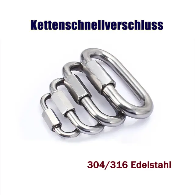 304/316 Edelstahl Kettenschnellverschluss Schraubglied Kettenverbinder Notglied