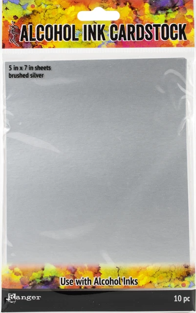 3er-Pack Tim Holtz Alkohol Tinte Karton 5""x7"" 10/Stück gebürstetes Silber - TAC65494