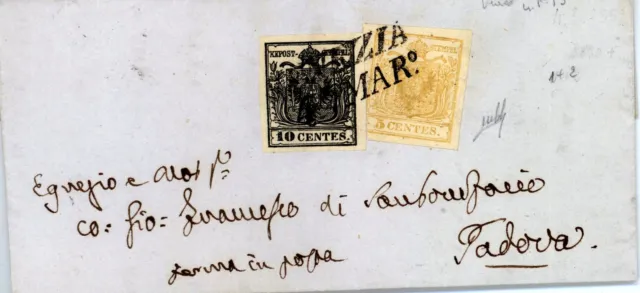 L.v.: Lettera 5 (Filigrana)+10 Cent. Firmata Sassone 1+2, Bollo P. 12, Euro 3000