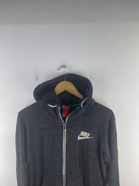 VINTAGE Nike Hooded Full Zip Jacket Boys Size XL Grey Long Sleeve Logo Pockets 2