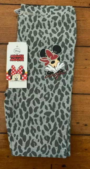 New! Official Disney Minnie Mouse Leopard Print Girls Leggings