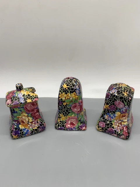 Royal Winton Grimwades Chintz Hazel Salt & Pepper & Notched Pot Antique