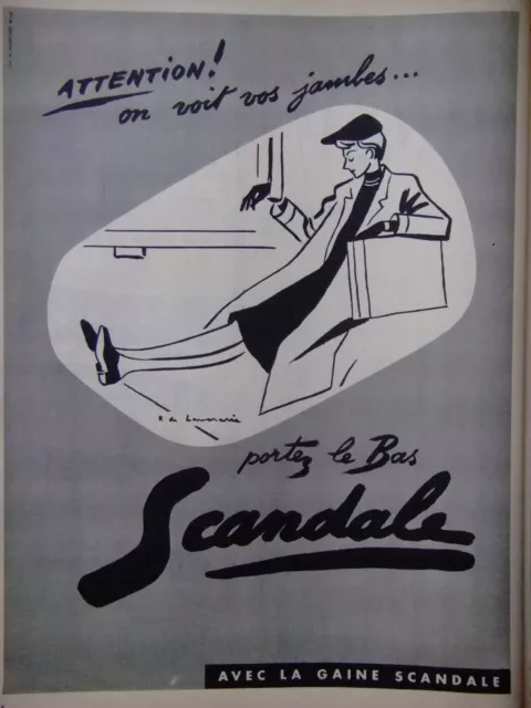Publicité De Presse 1953 Portez Des Bas Scandale Avec La Gaine - Advertising