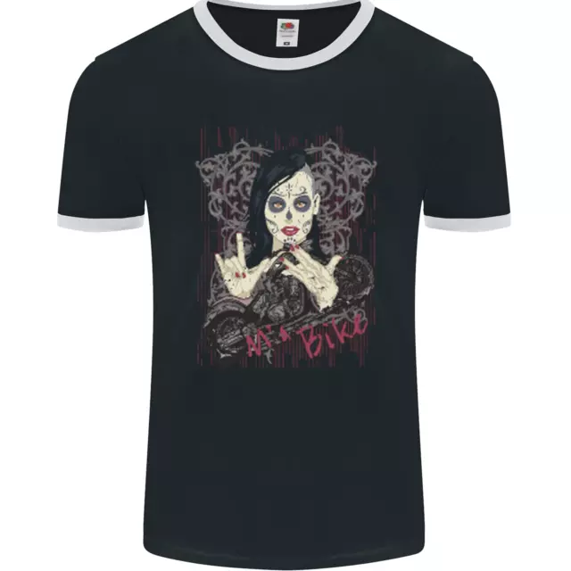 Ma Bike Skull Biker DotD Sugar Motorcycle Mens Ringer T-Shirt FotL