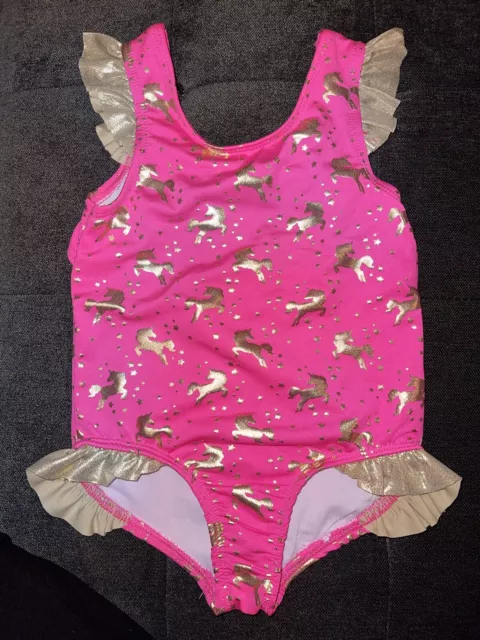 Penelope Mack Girls Pink Gold Unicorn One Piece Swim Suit Size 4T