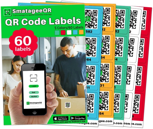 QR CODE LABELS for Storage Bins,Office Organization,Moving Containers