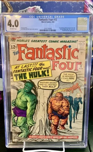 Fantastic Four #12 CGC 4.0 Marvel Comic KEY 1st Hulk Crossover in FF