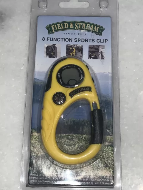 Field & Stream 8 Function Trail Light Compass Timer Watch Alarm Charabiner Nib