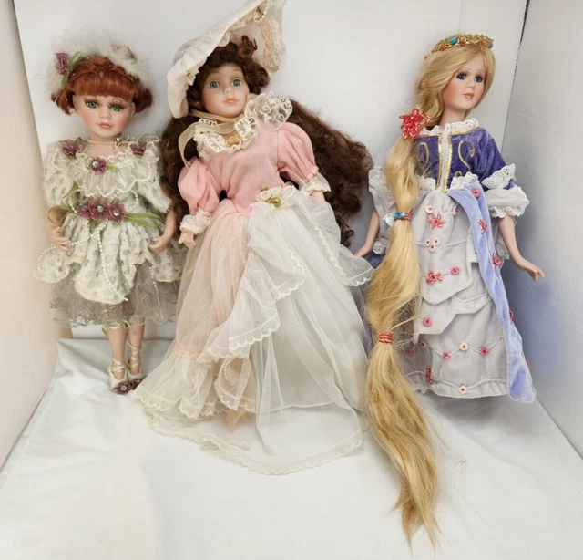 (3) Duck House Heirloom Dolls 5000 Porcelain Lot Fairy Victorian Princess 17"