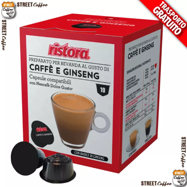 40 Cialde Capsule Caffe Al Ginseng Ristora comp. Nescafè Dolce Gusto gratis