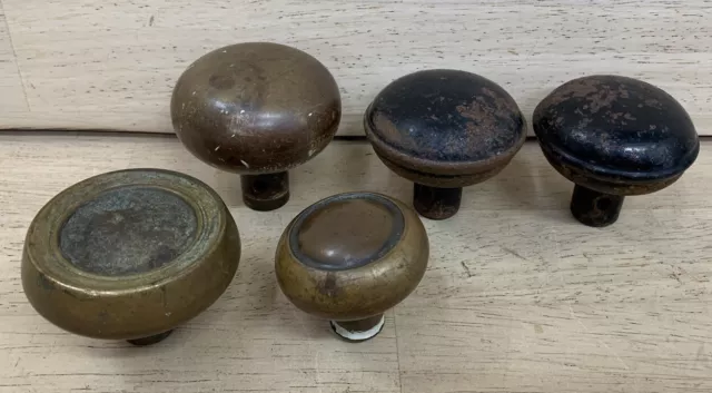 Vintage Antique Brass & Metal Door knob Handles MIXED LOT OF 5