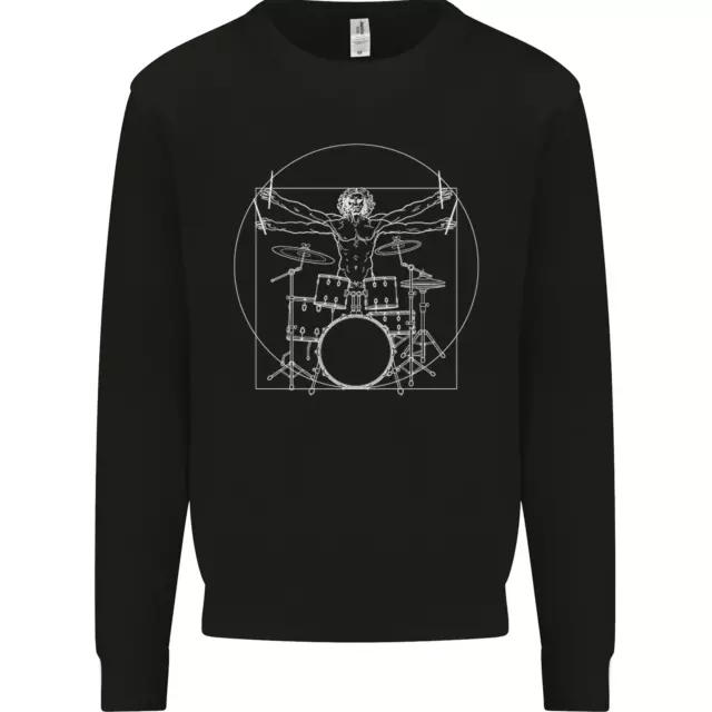 Vitruvian Drummer Funny Drumming Kids Sweatshirt Jumper