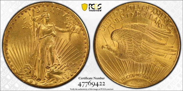 1927 st gaudens 20 gold UNC Cleaned