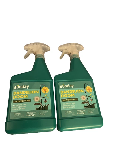 Sunday Dandelion Doom Selective Weed Killer Spray Control 32 Oz Pack of 2