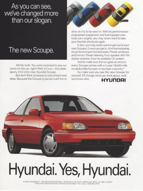 1991 Hyundai Scoupe LS vintage Print Ad 90's Car Advertisement