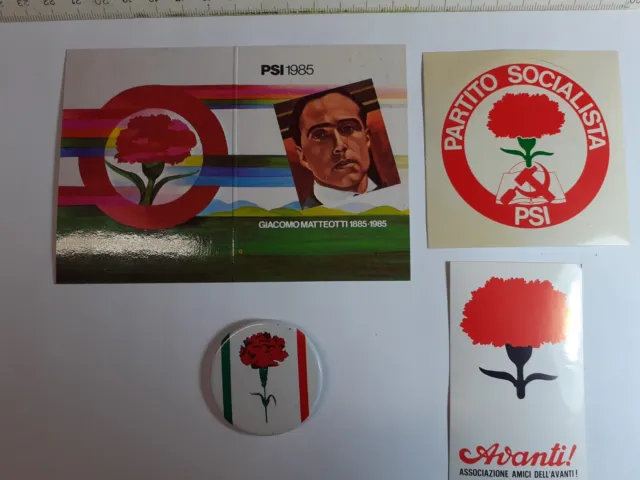 Set - Tessera PSI Partito Socialista Italiano del 1985 - 2 stickers e una spilla