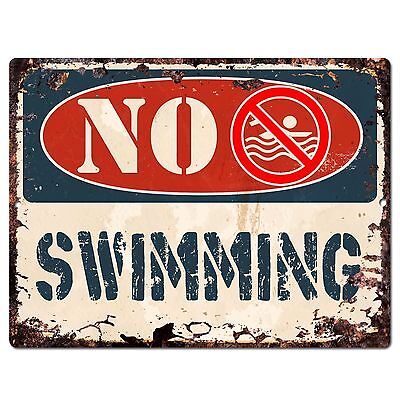 PP1367 NO SWIMMING Plate Rustic Chic Sign Home Store Shop Decor Gift