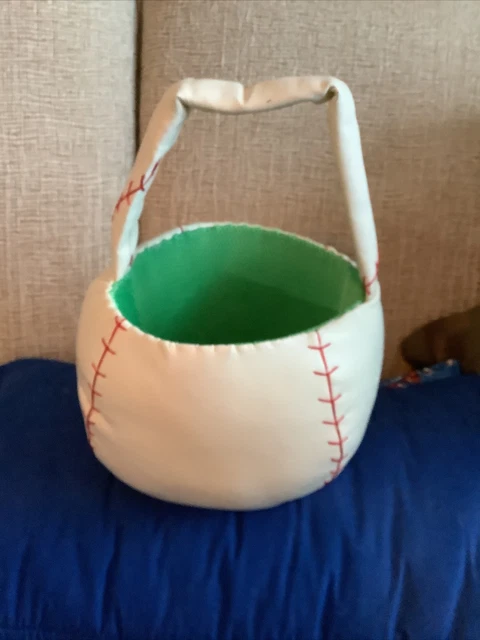 "Canasta de béisbol vinilo 7"" x 7"" x 7"" Nuevo sin etiquetas ¡Excelente como canasta de Pascua!