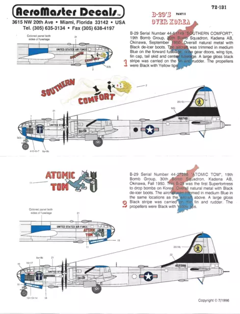 AeroMaster B-29 Superfortress Over Korea Part II, Decals 1/72 131 'Atomic Tom' 3