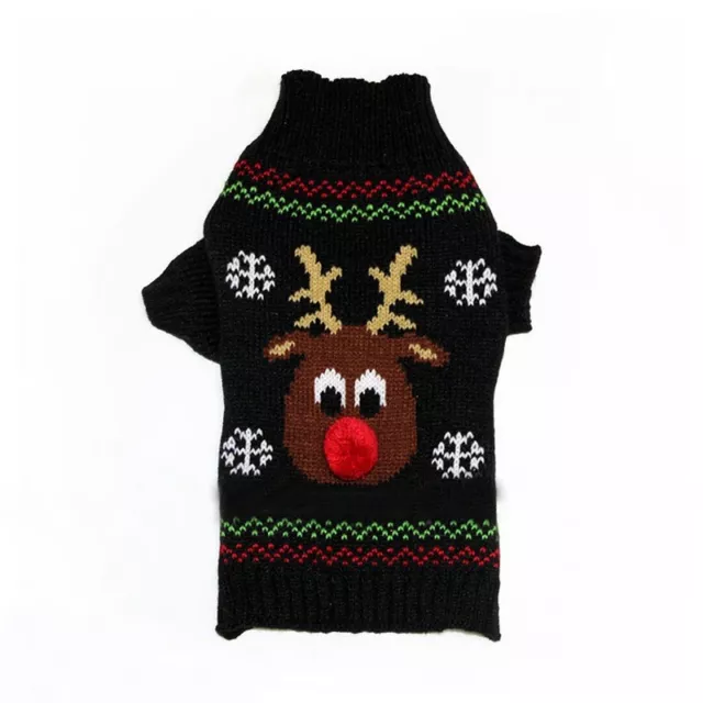Pet Small Dog Knit Sweater Clothing Pup Coat Jacket Christmas Reindeer Chihuahua 3