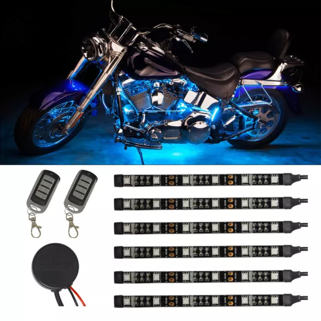 LEDGlow 6pc Advanced Ice Blue LED Flexible Motorcycle Accent Neon Light Kit