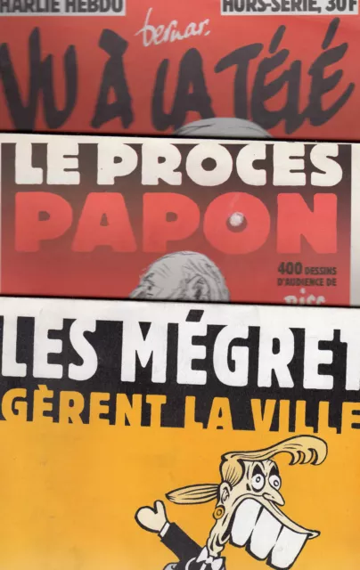 Lot 3 Hors-série CHARLIE HEBDO - procès PAPON, MEGRET à Vitrolles, vu à la télé