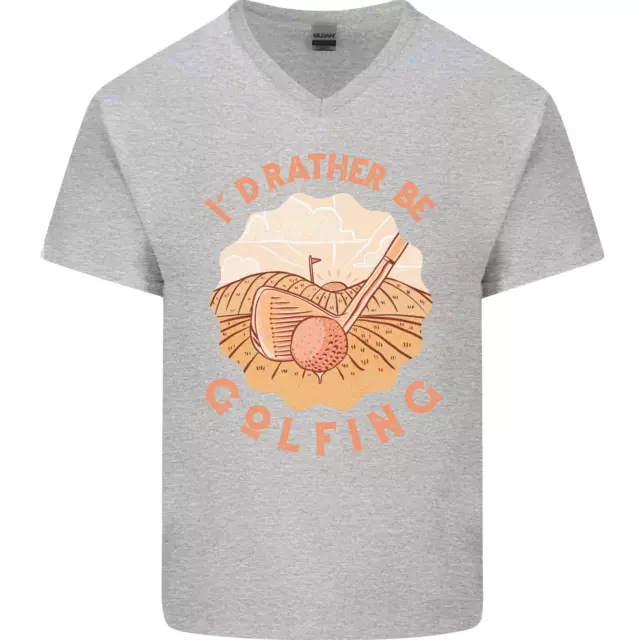 T-shirt da uomo scollo a V cotone Id Rather Be golf golf golf divertente 2