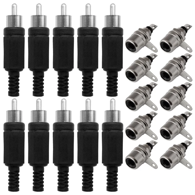Phono Plug Types RCA PHONO PLUG and Chassis Panel Mount Socket Solder Connector Black x ...