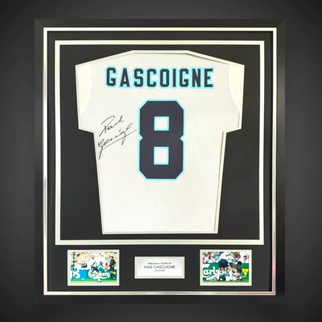 Paul Gascoigne Hand Signed And Deluxe  Framed England Football Shirt &  COA £240