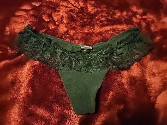 (Medium) NWOT La Perla Black Lace Thong Size 3 Made In ITALY Panties Womens
