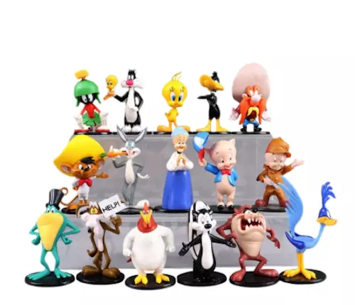 Warner Bros Looney Tunes 7-9 cm Figuren: Elmer Fudd, Schweinefleisch, Pepe, Marvin, Tweety, Daffy