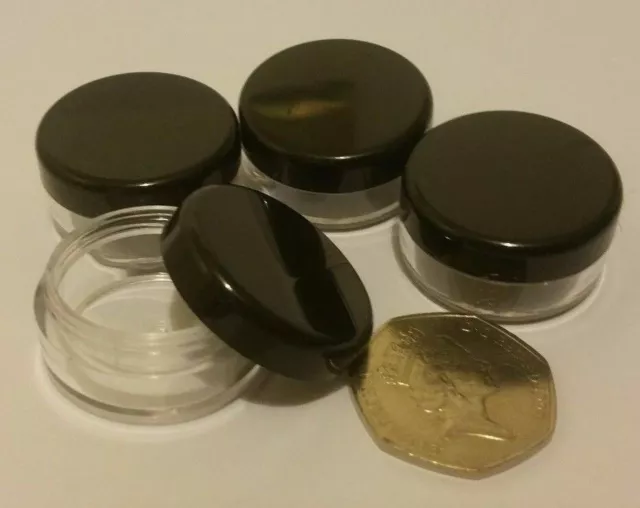 5ml 5g Small Round Craft Jars Pots Black Lids Cream Samples Glitter Cosmetic jdb