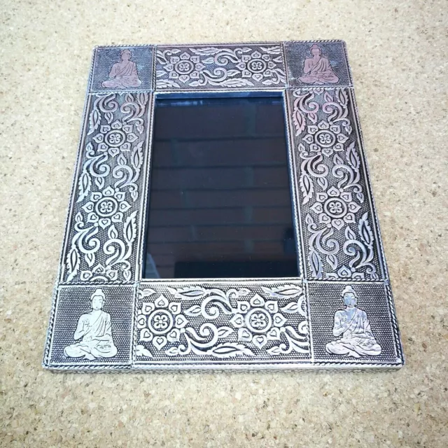 Buddha Picture / Photo Frame Embossed Silver Aluminium Free-standing or Hanging