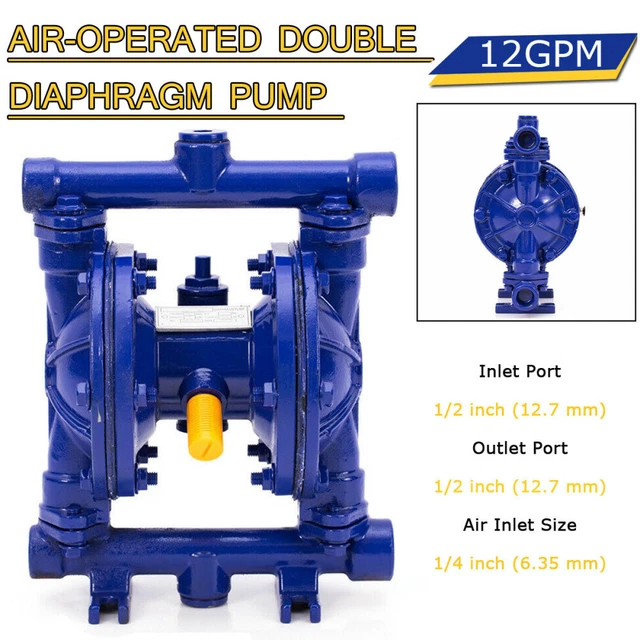 12GPM AIROPERATED DOUBLE Diaphragm Pump 1/2inch Inlet/Outlet Petroleum