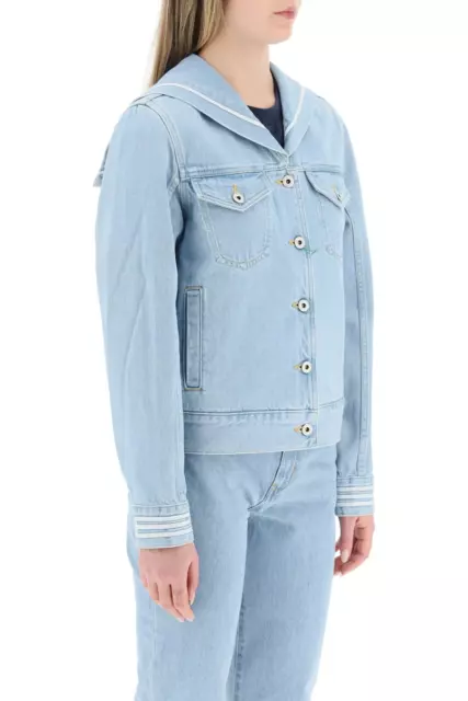 NEW Kenzo 'kenzo sailor' denim jacket FD52DV2386B4 BLEACHED BLUE DENIM AUTHENTIC 2