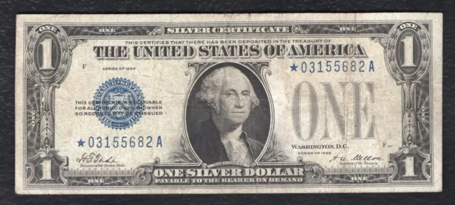 Fr. 1600 1928 $1 One Dollar *Star* “Funnyback” Silver Certificate Very Fine