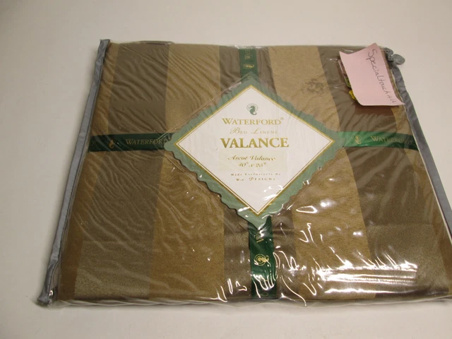 Ventana de lujo Waterford Bryanne FAWN Ascot cenefa 40""x25"" marrón a rayas nuevo