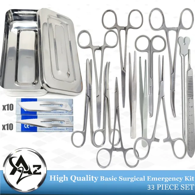 OR Grade 33Pcs Basic Minor Surgery Stainless Steel Tools w/ Instrument Box