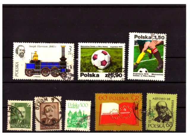 8  verschiedene  Briefmarken " Polen " gestempelt + mit Steckkarte