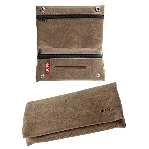 HIBRON Blague a Tabac Pochette de Tabac a Rouler en Cuir Marron