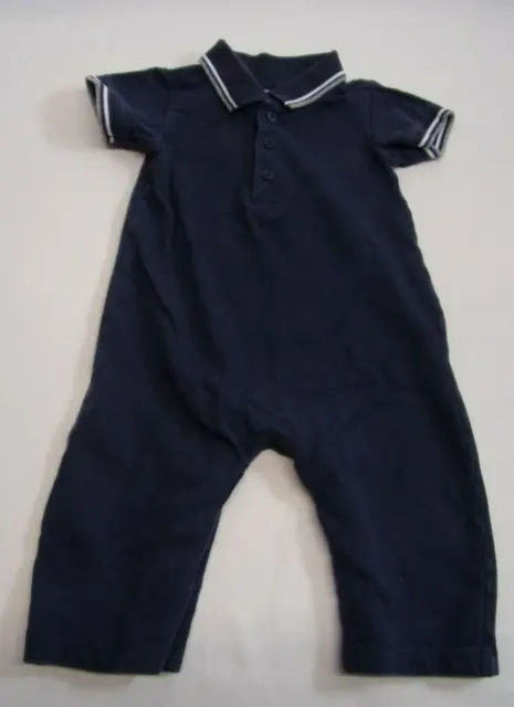 Infant Boys Baby Gap Blue Polo One Piece Longall Outfit Size 3-6 Months