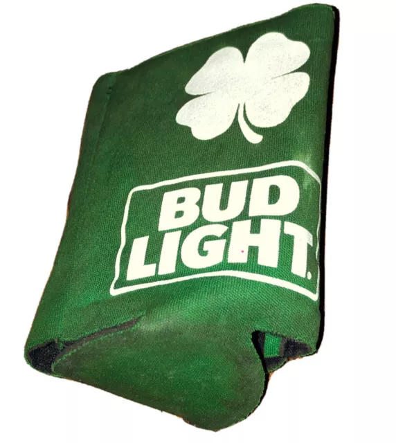 Bud Light Shamrock Green Foam Koozie Coozie Can Holder Beer Sleeve Double Sided