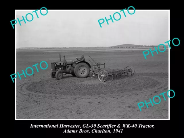 Old Historic Photo Of International Harvester Gl-30 Scarifier Wk-40 Tractor 1941