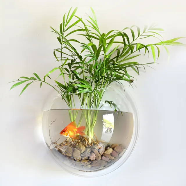 Clear Wall Mounted Fish Bowl Aquarium fits Plant Flower Tank Goldfish Home